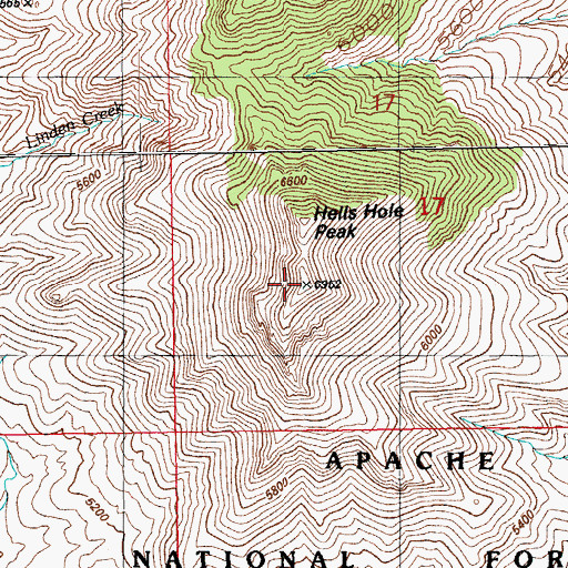 Topographic Map of Hells Hole Peak, AZ