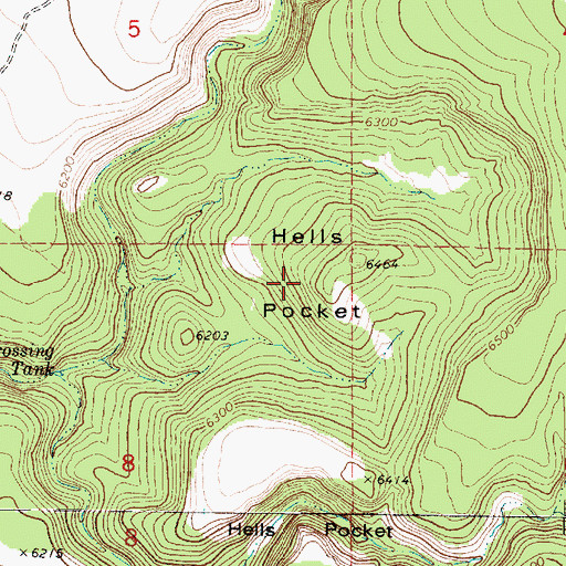 Topographic Map of Hells Pocket, AZ