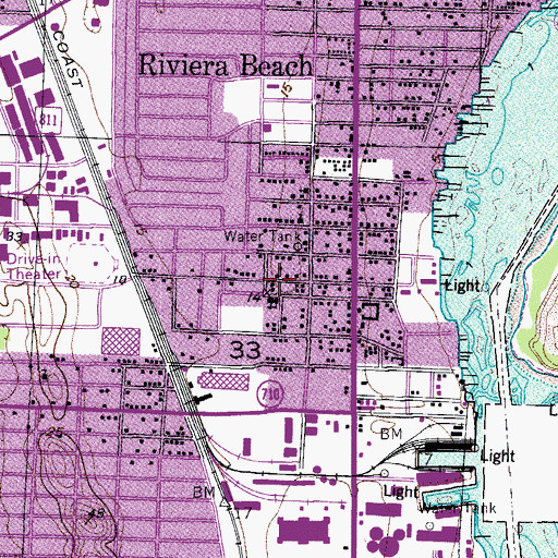 Topographic Map of Riviera Beach Elementary School, FL