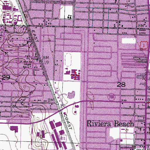 Topographic Map of Suncoast High School, FL