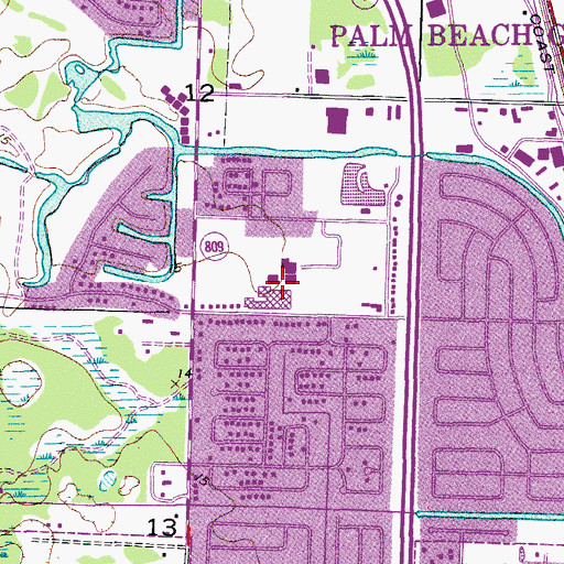 Topographic Map of Palm Beach Gardens High School, FL