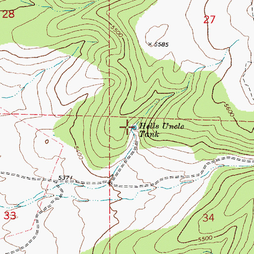 Topographic Map of Hells Uncle Tank, AZ