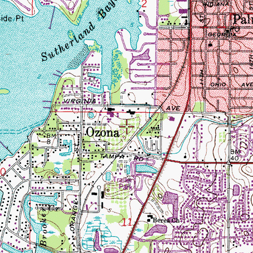 Topographic Map of Ozona Elementary School, FL