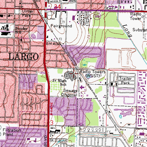 Topographic Map of Largo Middle School, FL