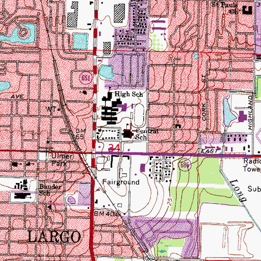 Topographic Map of Largo Central Elementary School, FL