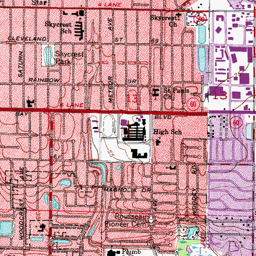 Topographic Map of Clearwater High School, FL