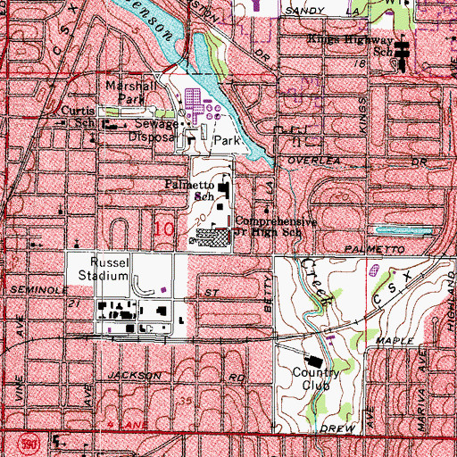 Topographic Map of Clearwater Comp Middle School, FL