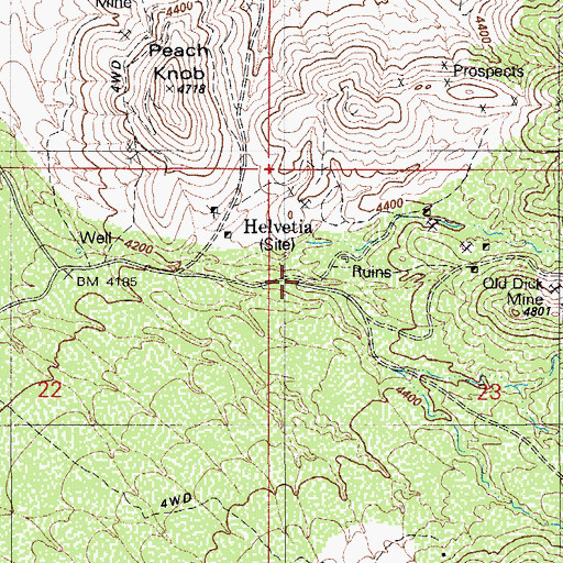 Topographic Map of Helvetia, AZ