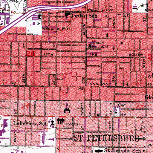 Topographic Map of Perkins Elementary School, FL