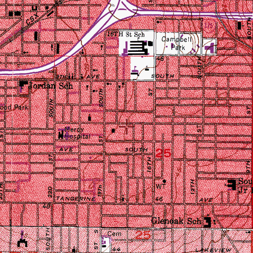 Topographic Map of Melrose Elementary School, FL