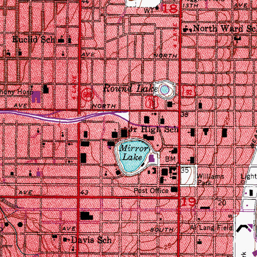 Topographic Map of Mirror Lake/Tomlinson Adult Education Center, FL
