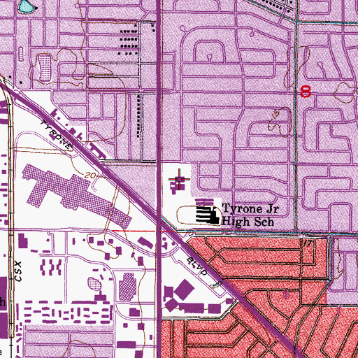 Topographic Map of Tyrone Elementary School, FL