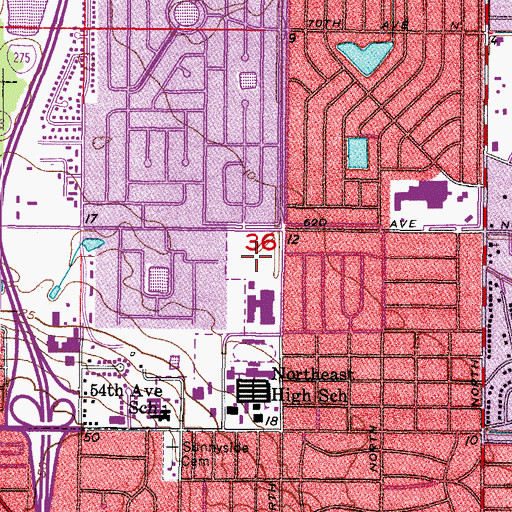 Topographic Map of Meadowlawn Middle School, FL