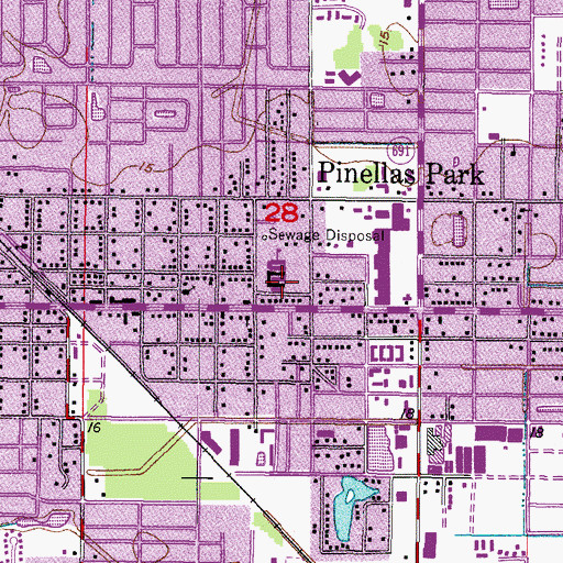 Topographic Map of Pinellas Park Elementary School, FL
