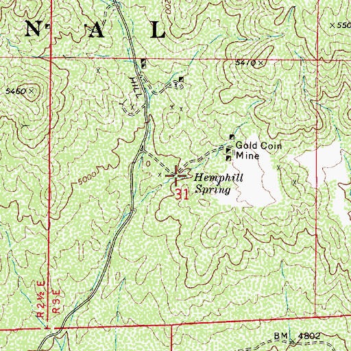 Topographic Map of Hemphill Spring, AZ