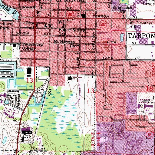 Topographic Map of Tarpon Springs Fundamental Elementary School, FL
