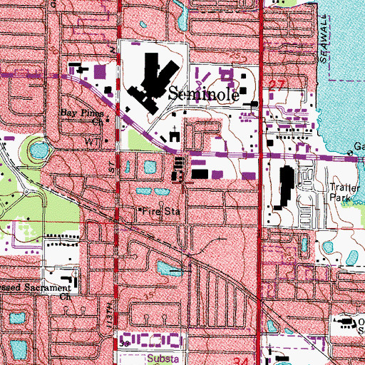 Topographic Map of Seminole Elementary School, FL