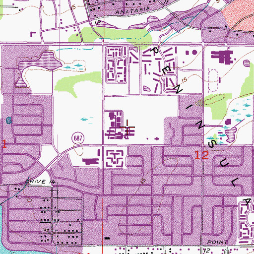 Topographic Map of Bay Point Middle School, FL