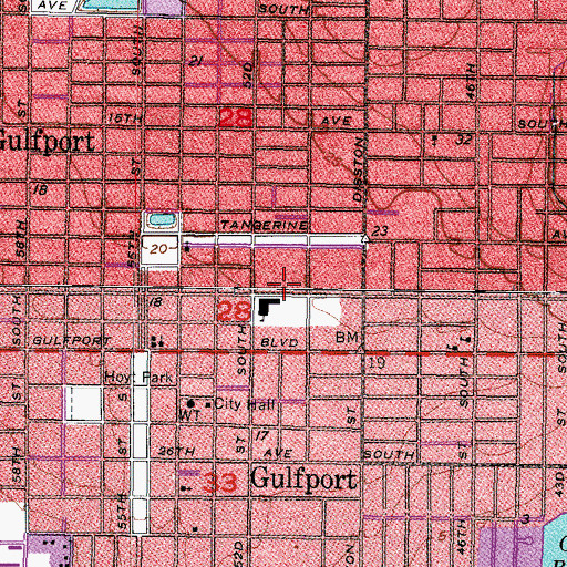 Topographic Map of Gulfport Elementary School, FL