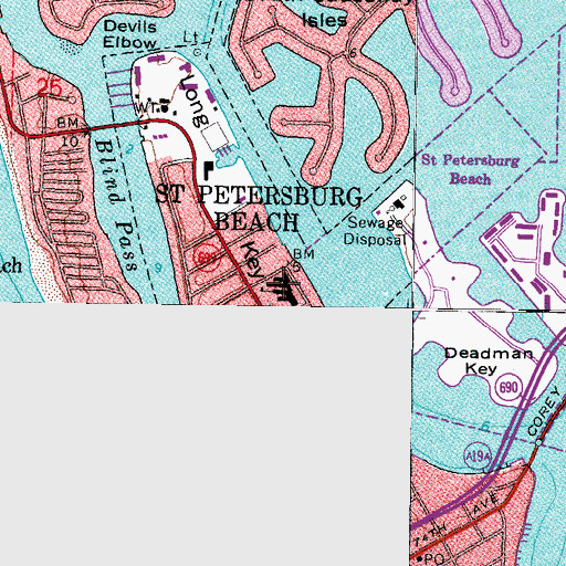 Topographic Map of Gulf Beaches Elementary School, FL