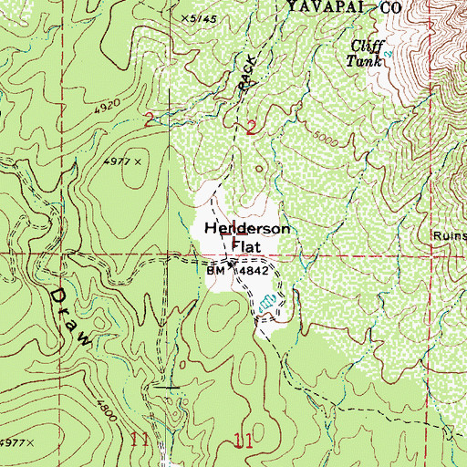 Topographic Map of Henderson Flat, AZ