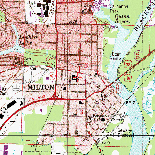 Topographic Map of W H Rhodes Elementary School, FL