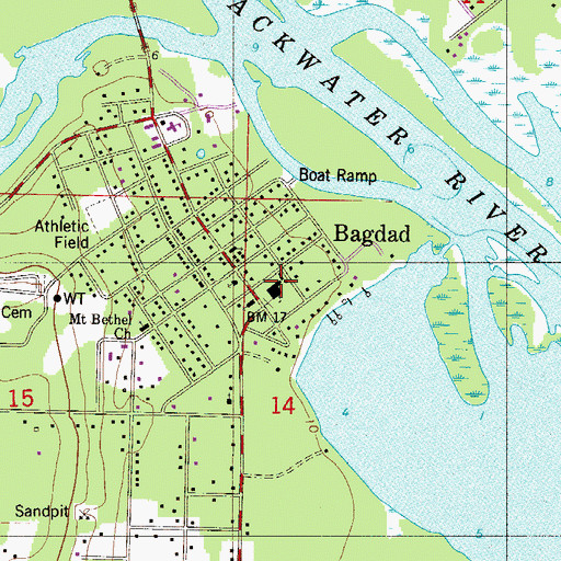 Topographic Map of Bagdad Elementary School, FL