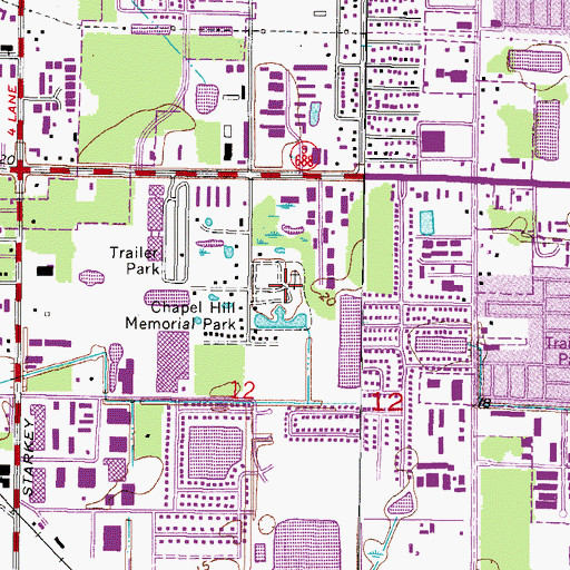 Topographic Map of Chapel Hill Memorial Park, FL