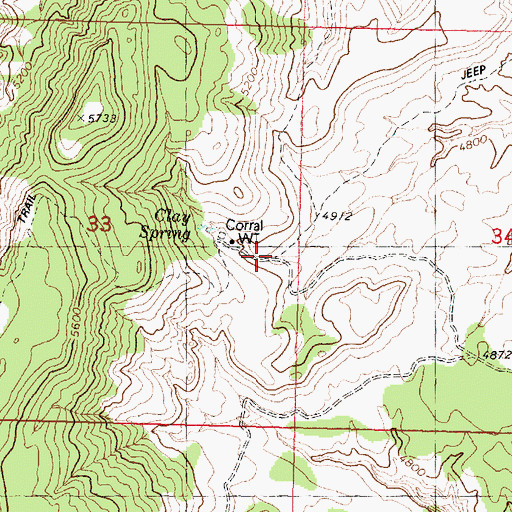 Topographic Map of Clay Spring, AZ