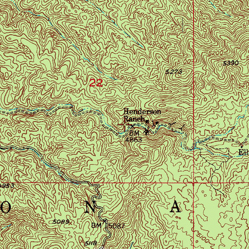 Topographic Map of Henderson Ranch, AZ
