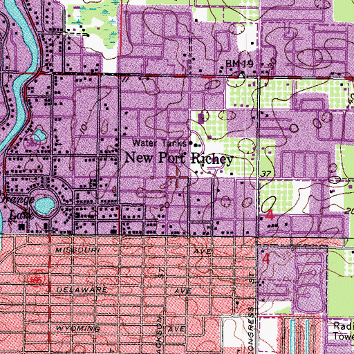 Topographic Map of Meadowlawn Memorial Gardens, FL