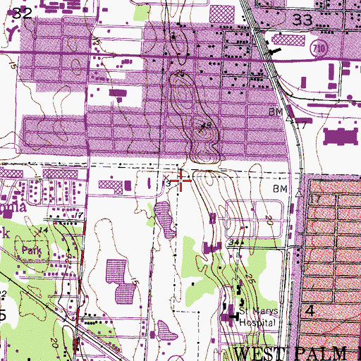 Topographic Map of Royal Palm Memorial Gardens, FL