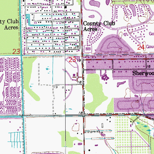 Topographic Map of Palm Beach County Public Library - Del-Trail Branch, FL