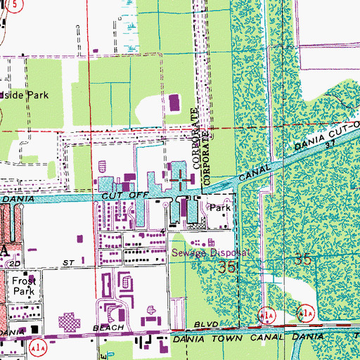 Topographic Map of Port Laudania, FL