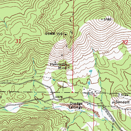 Topographic Map of Henrietta Mine, AZ