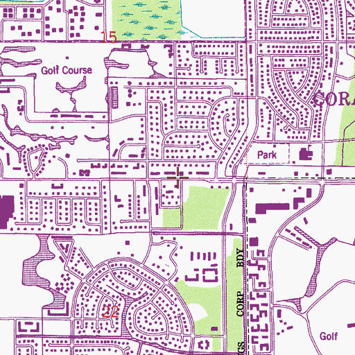 Topographic Map of First Baptist Church of Coral Springs, FL