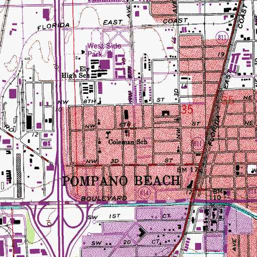 Topographic Map of New Covenant Missionary Baptist Church, FL