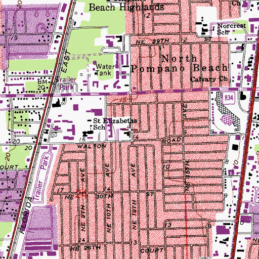 Topographic Map of North Pompano Baptist Church, FL
