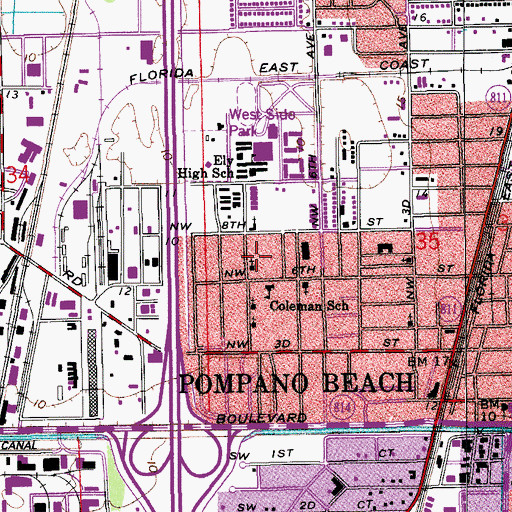 Topographic Map of Mount Calvary Missionary Baptist Church, FL