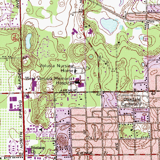Topographic Map of Florida Hospital DeLand, FL