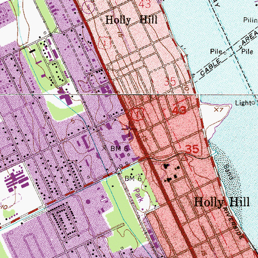 Topographic Map of Daytona Beach General Hospital, FL