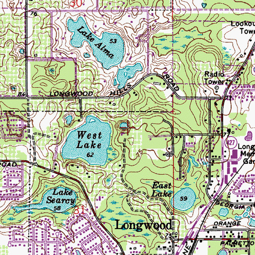 Topographic Map of West Lake Hospital, FL