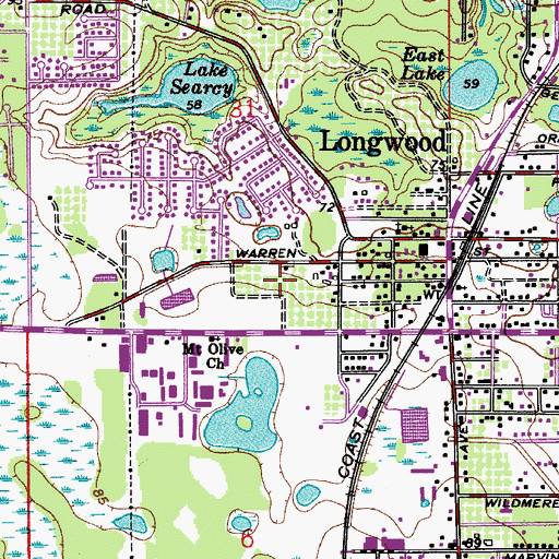 Topographic Map of Orlando Health South Seminole Hospital, FL