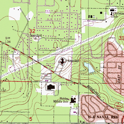 Topographic Map of Santa Rosa Medical Center, FL