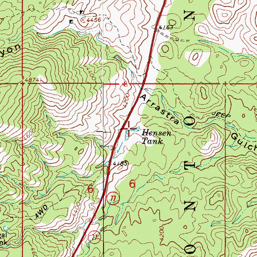 Topographic Map of Hensen Tank, AZ