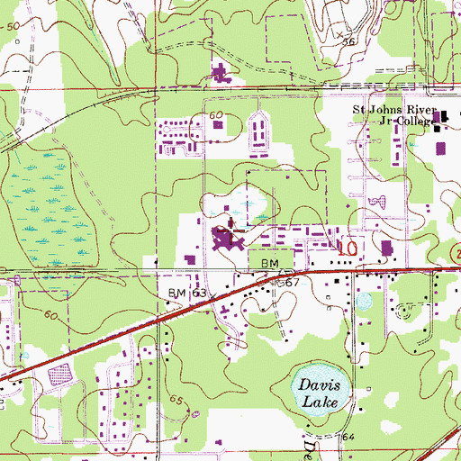 Topographic Map of Putnam Community Medical Center, FL