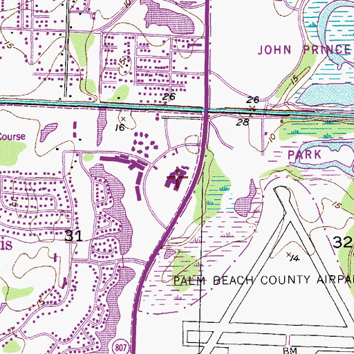 Topographic Map of John F Kennedy Medical Center, FL