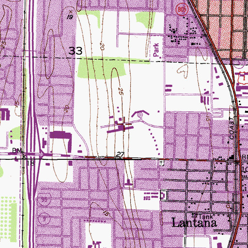 Topographic Map of A Glenn Holley State Hospital, FL