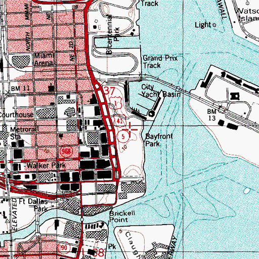 Topographic Map of Bay Front Park, FL