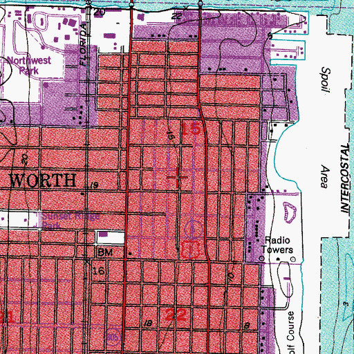 Topographic Map of Lake Worth Public Library, FL